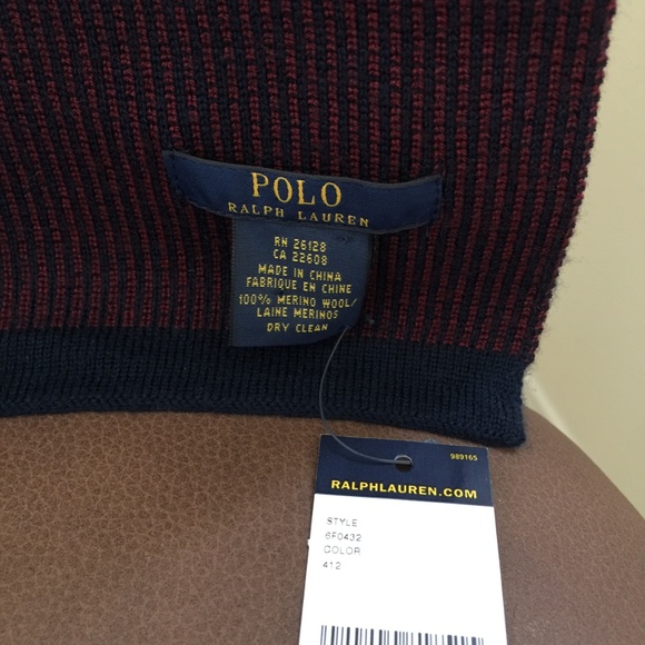 RALPH LAUREN Scarf Men 100% Merino Wool 68x12" NEW - Picture 3 of 6